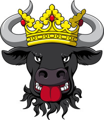 bull with golden crown - vector, isolated