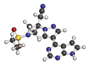 Baricitinib janus kinase (JAK1 & JAK2) inhibitor drug molecule.