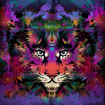 яркий абстрактный фон с тигром