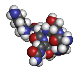 Capreomycin antibiotic drug molecule. 