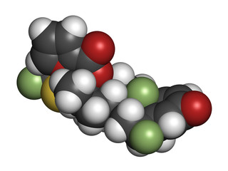 Fluticasone furoate corticosteroid drug molecule. 