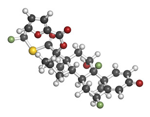 Fluticasone furoate corticosteroid drug molecule. 