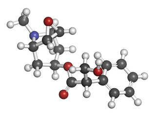 Scopolamine (hyoscine) anticholinergic drug molecule. 