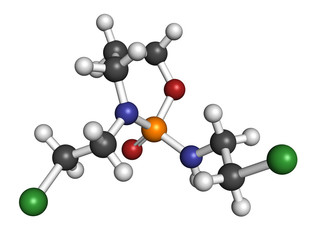 Obraz premium Ifosfamide cancer chemotherapy drug molecule. 