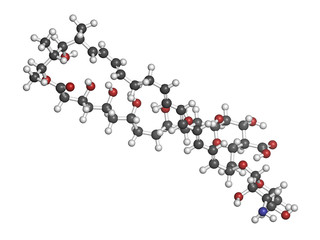 Nystatin antifungal drug molecule. 