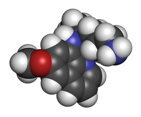 Primaquine malaria drug molecule. 