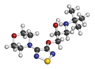 Timolol beta-adrenergic receptor antagonist drug molecule.