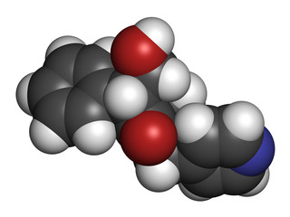 Tropicamide mydriatic eye drug molecule. 