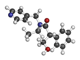 Tropicamide mydriatic eye drug molecule. 