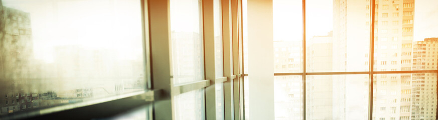 Glass wall in the office building