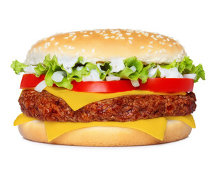 Classic hamburger isolated on white background