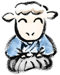 紋付袴の羊