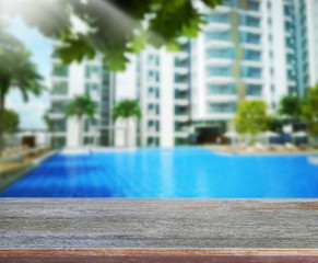 Table Top And Blur Building Background