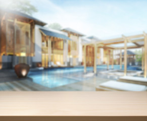 Table Top And Blur  Building Background