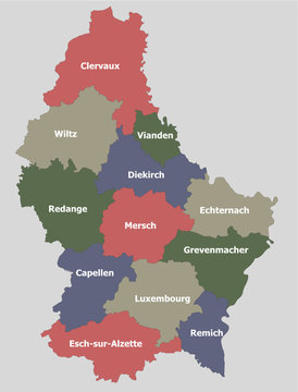 Highly detailed political Luxembourg map