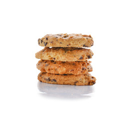 Fototapeta na wymiar Cookies with chocolate chips on a white background
