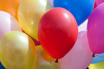 A lot of colored blue inflatable balloons