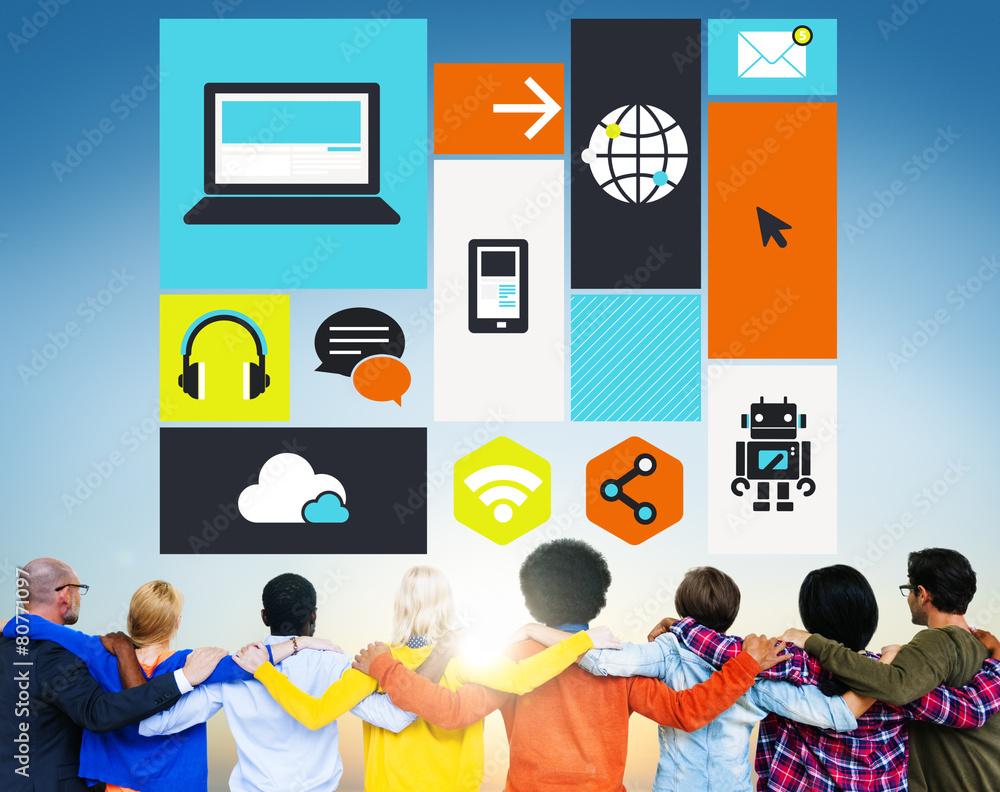 Poster computer cloud computing storage media digital concept