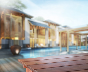 Table Top And Blur  Building Background