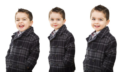 Cute Mixed Race Boy Portrait Variety on White