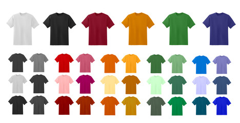 Big t-shirt templates collection of different colors - obrazy, fototapety, plakaty