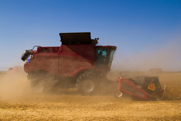 Combine harvester during harvesting