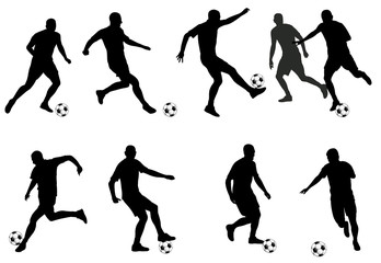 soccer players detailed silhouettes set - vector