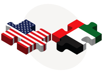 USA and United Arab Emirates Flags in puzzle
