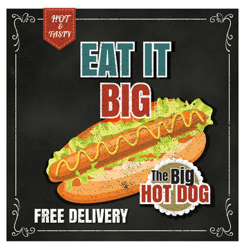 Restaurant Fast Foods menu hot dog  on chalkboard vector format