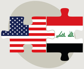 USA and Iraq Flags in puzzle