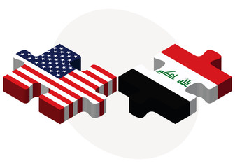 USA and Iraq Flags in puzzle