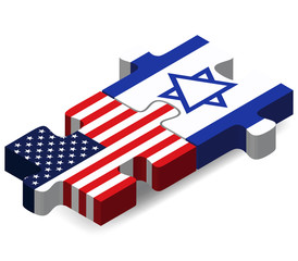 USA and Israel Flags in puzzle