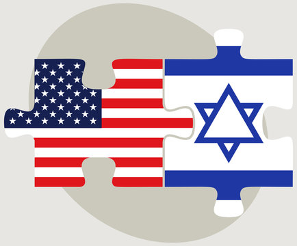 USA and Israel Flags in puzzle