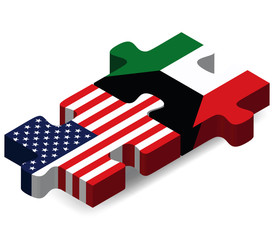 USA and Kuwait Flags in puzzle