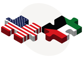 USA and Kuwait Flags in puzzle