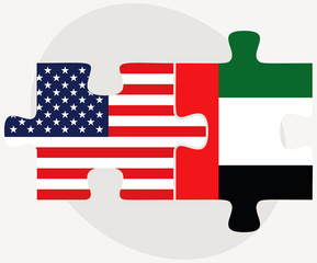 USA and United Arab Emirates Flags in puzzle