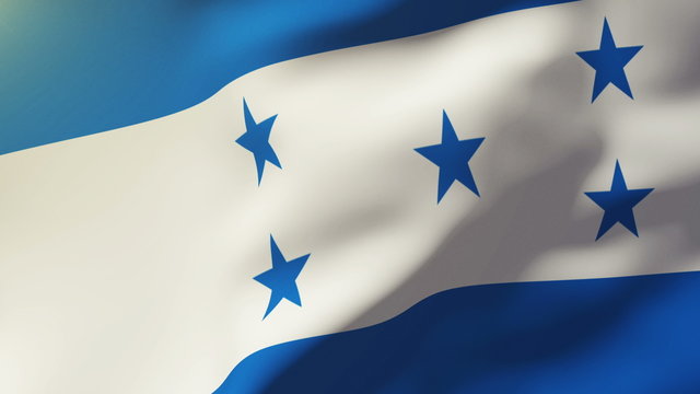 Honduras flag waving in the wind. Looping sun rises style