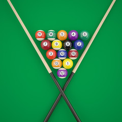 3d illustration elements of billiard balls