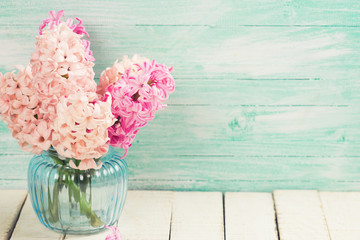 Background with fresh flowers hyacinths