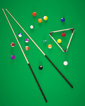 3d illustration elements of billiard balls