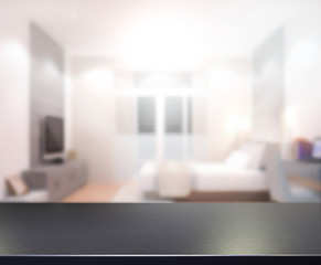 Wood Table  Top Background In Bedroom