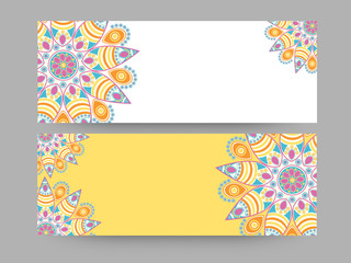Naklejka na ściany i meble Floral website header or banner set for design studio.