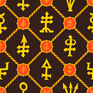 Seamless background with alchemical symbols