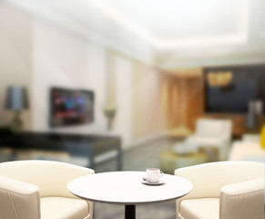Table Top And Blur Office Background