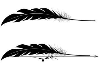 set of vignettes with feather pen