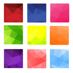 square low poly multicolor icon set vector