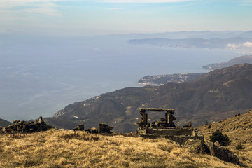 italian coastline from mountains