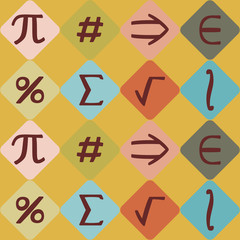 Seamless background with mathematical symbols