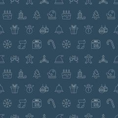 Christmas line icon pattern set