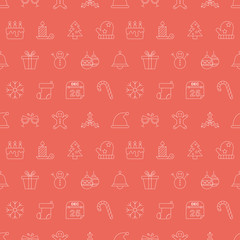 Christmas line icon pattern set
